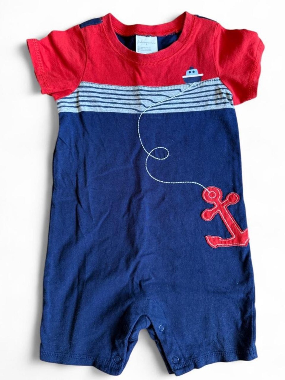 First Impressions Red and Navy Nautical Anchor One-Piece